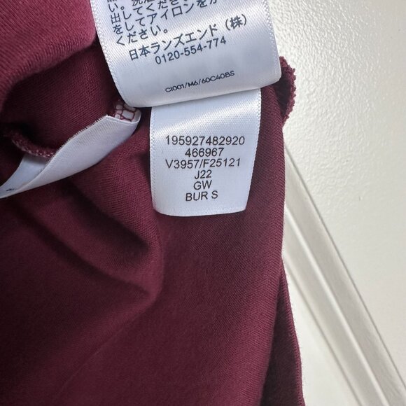 Lands' End Women's Top Burgundy Red Cotton Modal Elbow Sleeve Balletneck - Picture 6 of 8